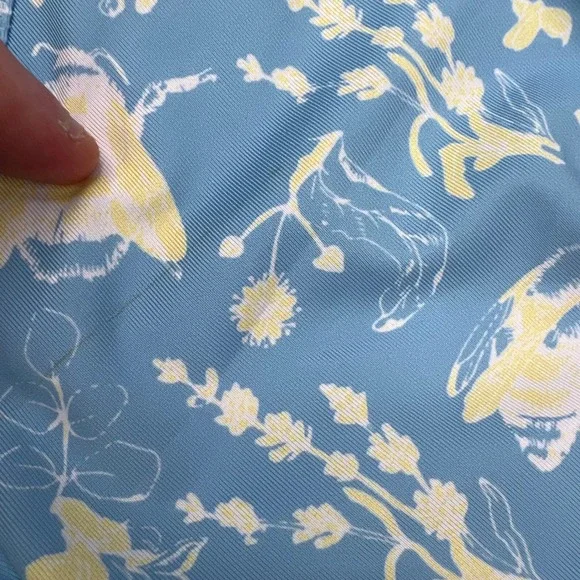 Waggle Buzzin Polo Shirt Mens Small Blue Yellow Bee Floral Performance Stretch - Picture 3 of 11